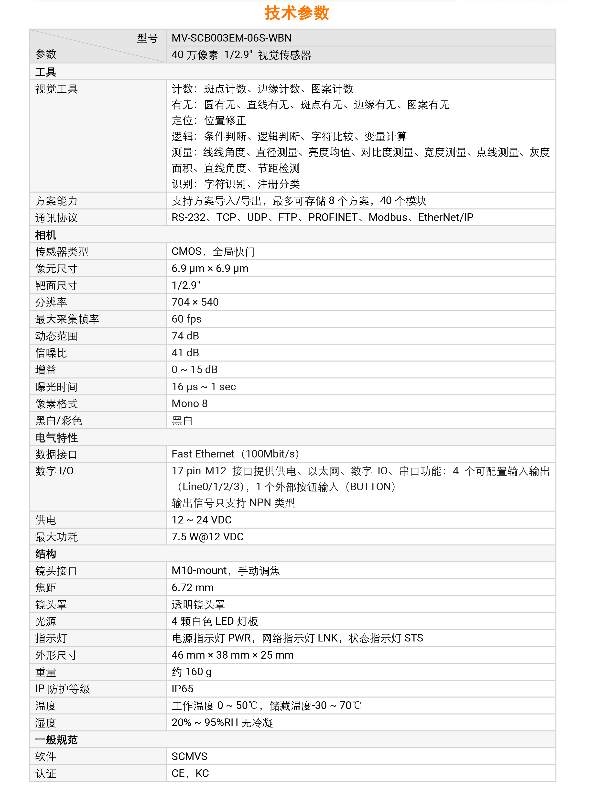 �Ӿ�������ح���������� MV-SCB003EM-06S-WBN 40������1/2.9��ڰ��Ӿ�������-�����ſƣ��������Ƽ����޹�˾