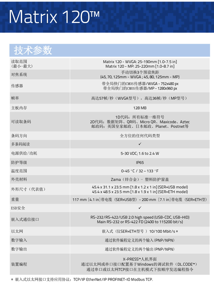 得利捷Datalogic Matrix 120 固定式工业二维条码阅读器插图1 得利捷Datalogic Matrix 120 固定式工业二维条码阅读器-麒云信科(北京)科技有限公司